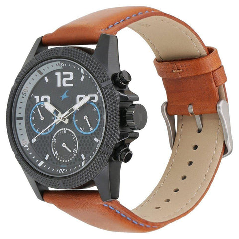 Buy Fastrack Loopholes Rose Gold Dial Leather Strap Watch Online
